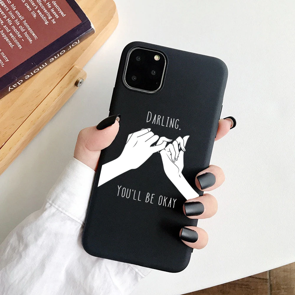 Чехол для телефона с милым принтом для влюбленных iphone 7, 8 Plus, X, 5S, SE, чехол для iphone 6 Plus, XR, XS Max, 11Pro, матовый мягкий чехол