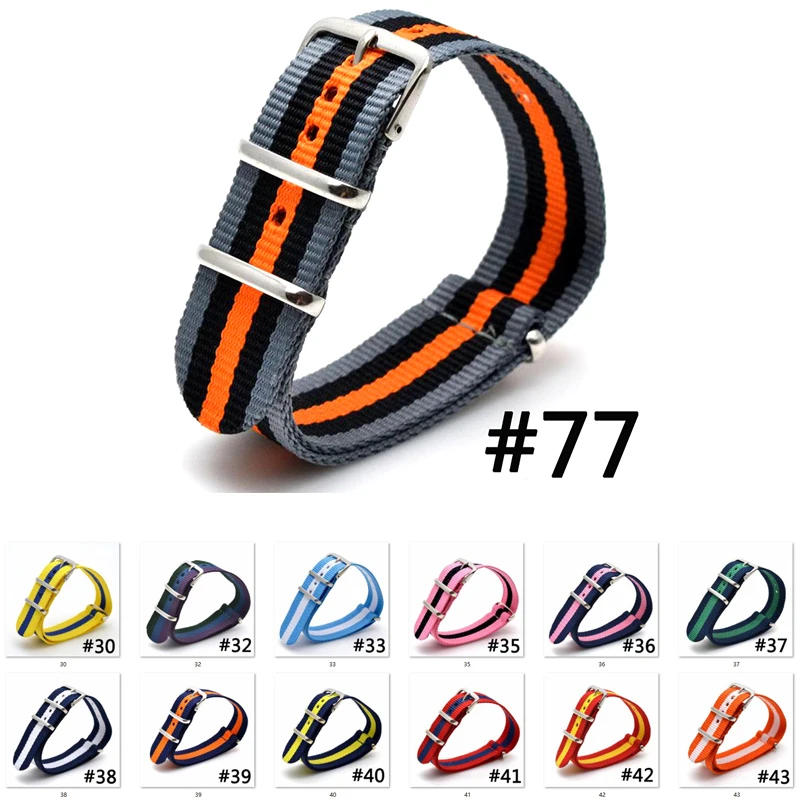 16/ 18/ 20/ 22/ 24mm Rainbow NATO Woven Nylon Watchbands Substitute DW Bracelet Fabric Watch Strap Band Silver Buckle Belt | Наручные