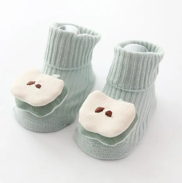 Light green Новые нескользящие носки-тапочки с объемными фруктами на весну и лето для малышей носки для малышей 0-1-3 лет - Цвет: Light green
