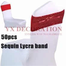 50 шт. блесток повязка на стул из лайкры Sash галстук-бабочка для банкета свадебные чехлы для стула украшения
