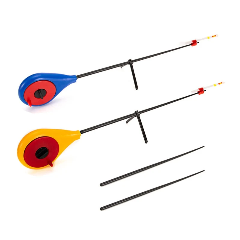 10 шт. мини-зимняя удочка для подледной рыбалки, зимняя удочка для рыболовные принадлежности PESCA Pehce, инструмент для спорта на открытом воздухе - Цвет: blue  yellow rod