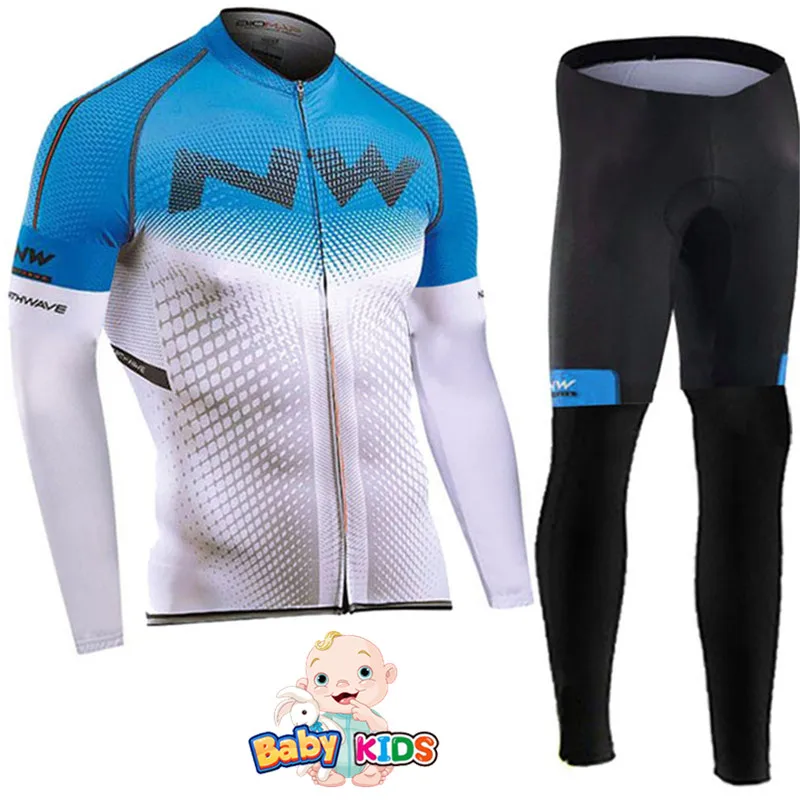 Детская одежда Ropa Ciclismo с длинным рукавом, комплекты из Джерси для велоспорта, осенние дышащие детские костюмы для велоспорта, одежда для велоспорта для мальчиков - Цвет: Winter Kids Bike Set