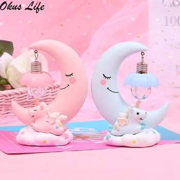 

Cartoon LED Night Light Unicorn Moon Resin Night Lamp Luminaria Romantic Bedroom Decor Night Lamp Baby Kids Birthday Xmas Gift