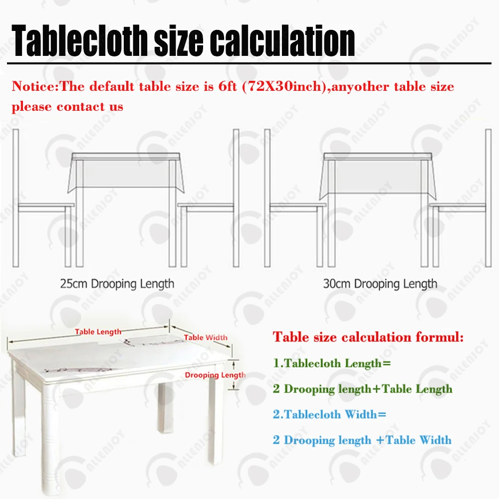 桌布尺寸计算示意图