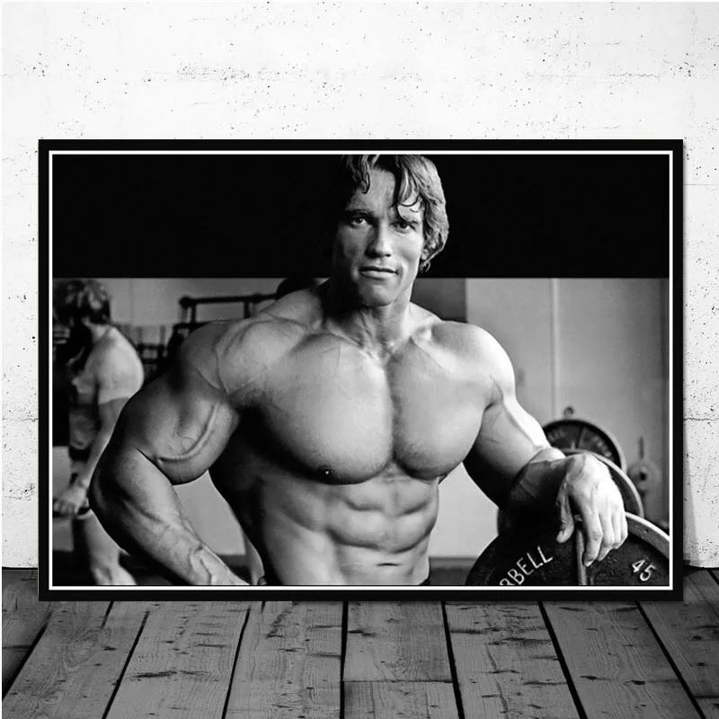 Poster Prints Oil Painting Arnold Schwarzenegger Bodybuilding Fitness GYM Workout Wall Art Pictures Living Room Home Decoration