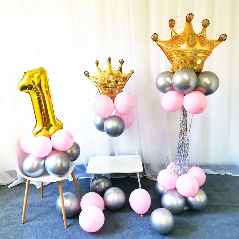 24pcs, Corona De 1 Año De Aluminio Para Globos, Conjunto De Bolas Bobo Para  Niño O Niña, Decoración De Fiesta, Arreglo De Cumpleaños, Accesorio De Fot