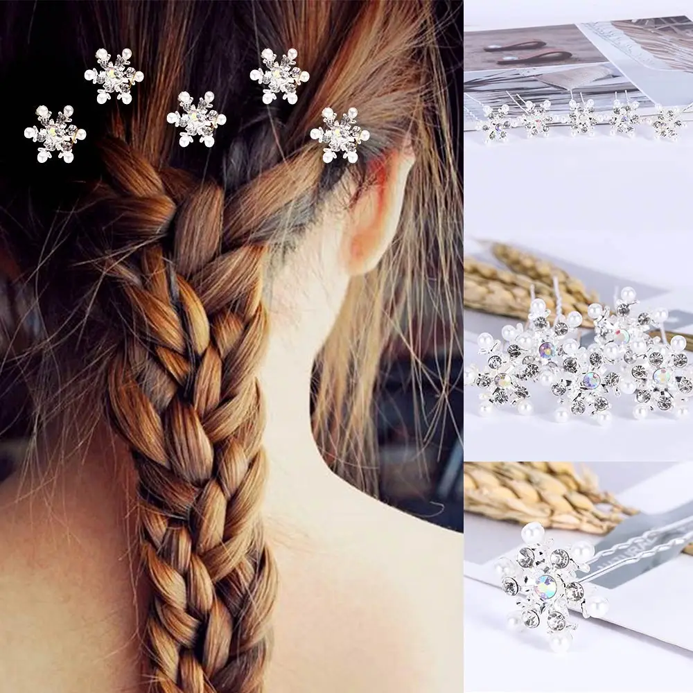 Красивые заколки для волос в виде снежинок 5 шт. Свадебные Цветочные невесты