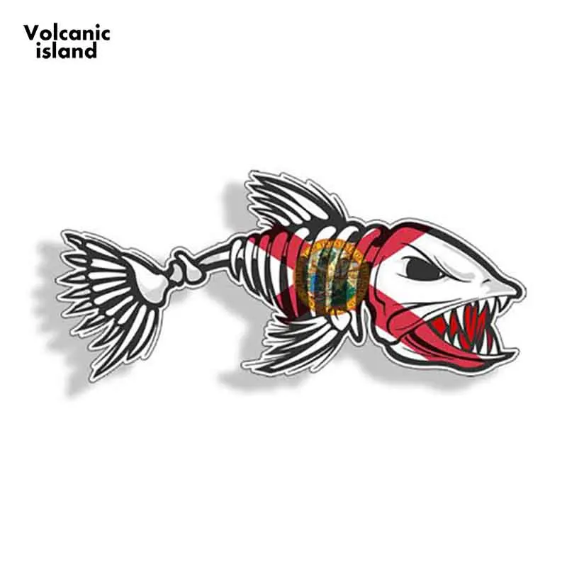 

13cm x 5.9cm Scary Skeleton Fish Auto Decals 3D Car Styling Reflective Sticker Window Rearview Mirror Decor Decal