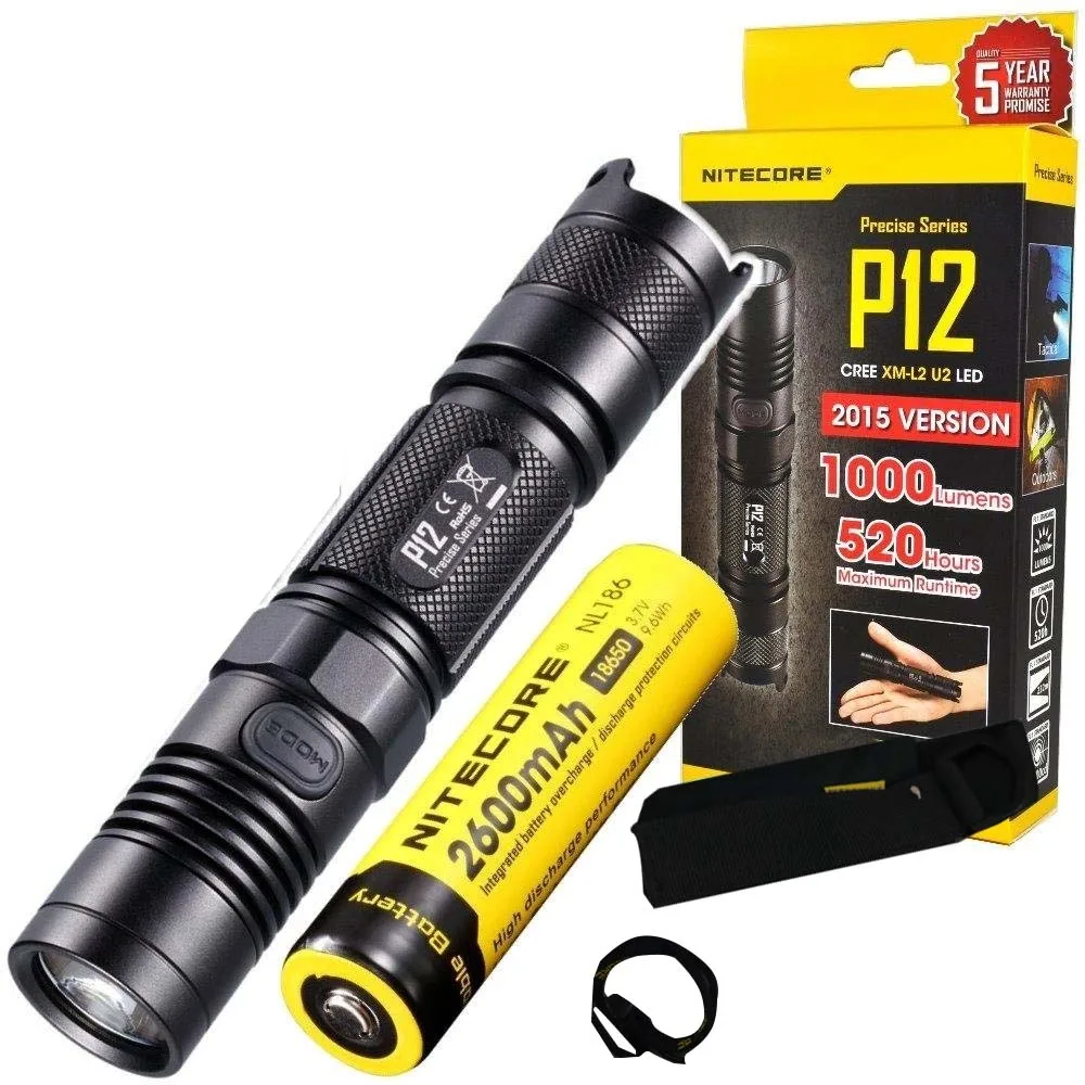 Тактическая вспышка NITECORE P12 CREE XM L2 U2 светодиодная лампа макс. 1000 люмен расстояние