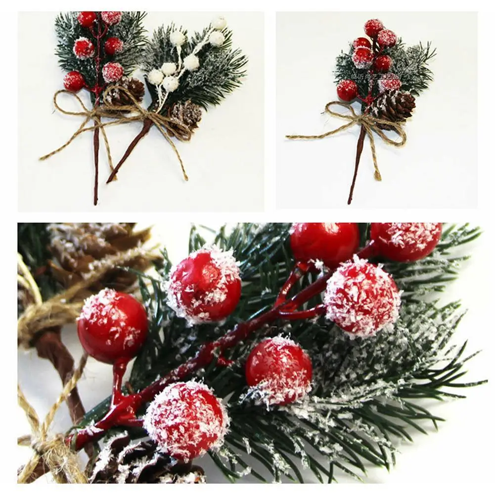 

Christmas Tree Decoration Artificial Flower Mini Christmas Frosted Bright Berry Artificial Red Berry Holly I8D7