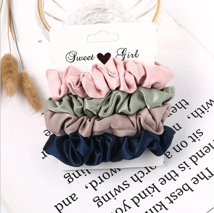 1Set Vintage Korea Velvet Scrunchies Elastic Hair Bands Solid Color Headwear Striped Hair Ties Ponytail Holder Hair Accesories hair clips for women Hair Accessories