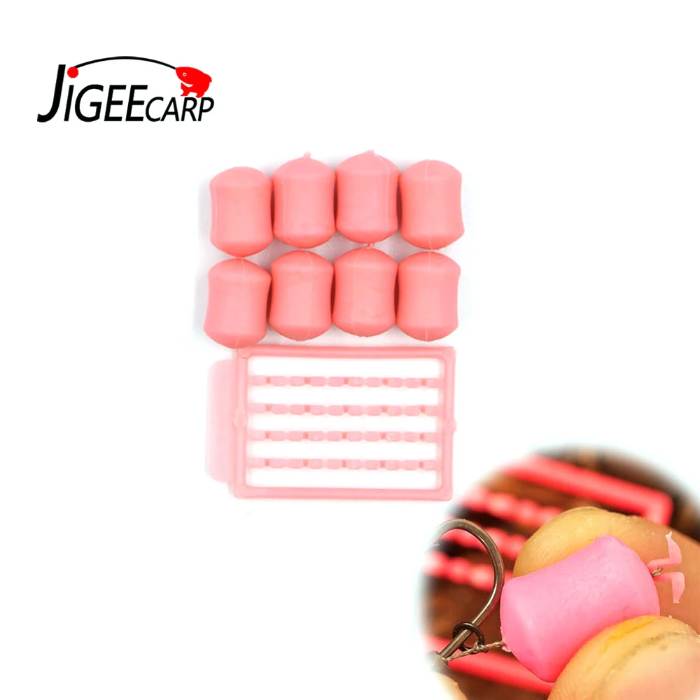 

JIGEECARP 16PCS European Carp Fishing Pink Slow Plastic Sinking Dumbell Carp Fishing Rigging Baits 12mm Length Carp Accessories