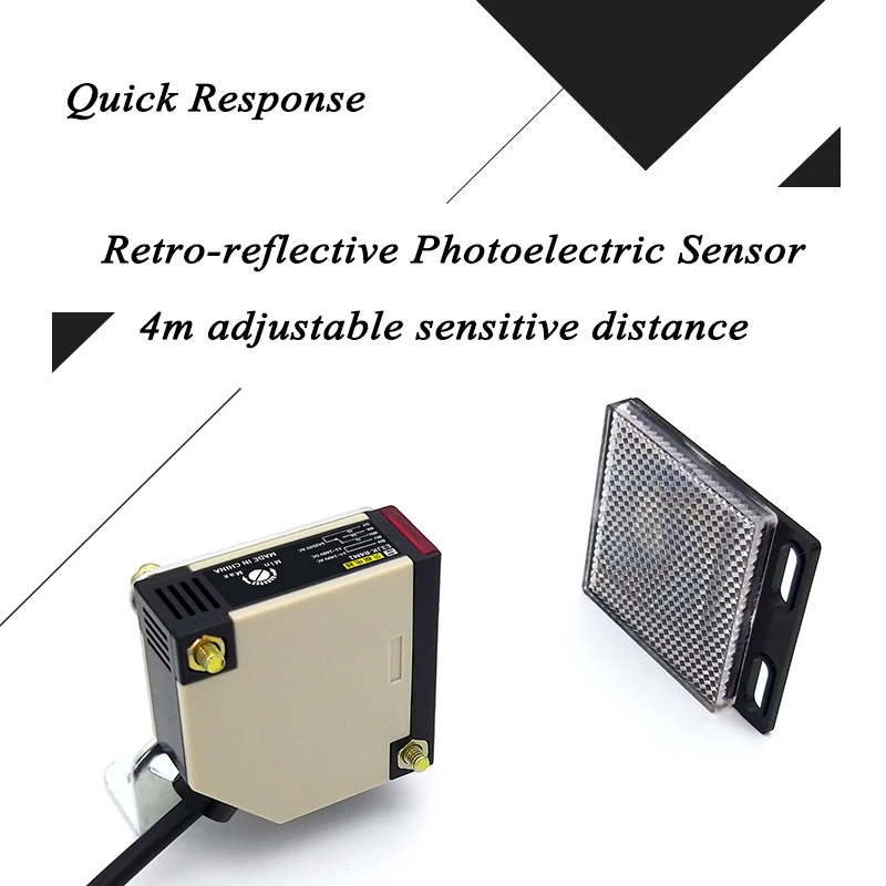 Sensor fotoeléctrico infrarrojo Retro reflectante, 4m, salida de relé para sesión fotográfica, interruptor residencial, abridor de puerta para el hogar
