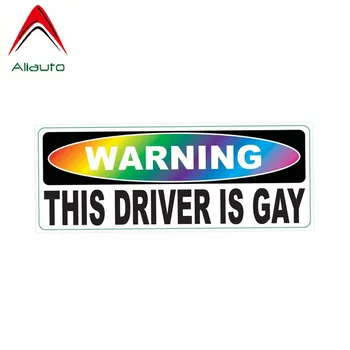 

Aliauto Creative Warning Car Stciker Driver Is Gay Rainbow PVC Decal Cover Scratches for Motorcycles Hyundai Bmw E92,21cm*8cm