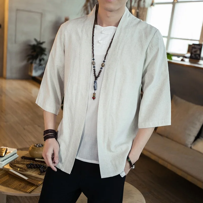 Japanese Men Cardigan Kimono Traditional Japanese Samurai Clothing Streetwear Yukata Male Shirt Haori Mens Kimono Shirt 4XL 5XL japanese kimono,japanese kimono cardigan,japanese kimono shirt