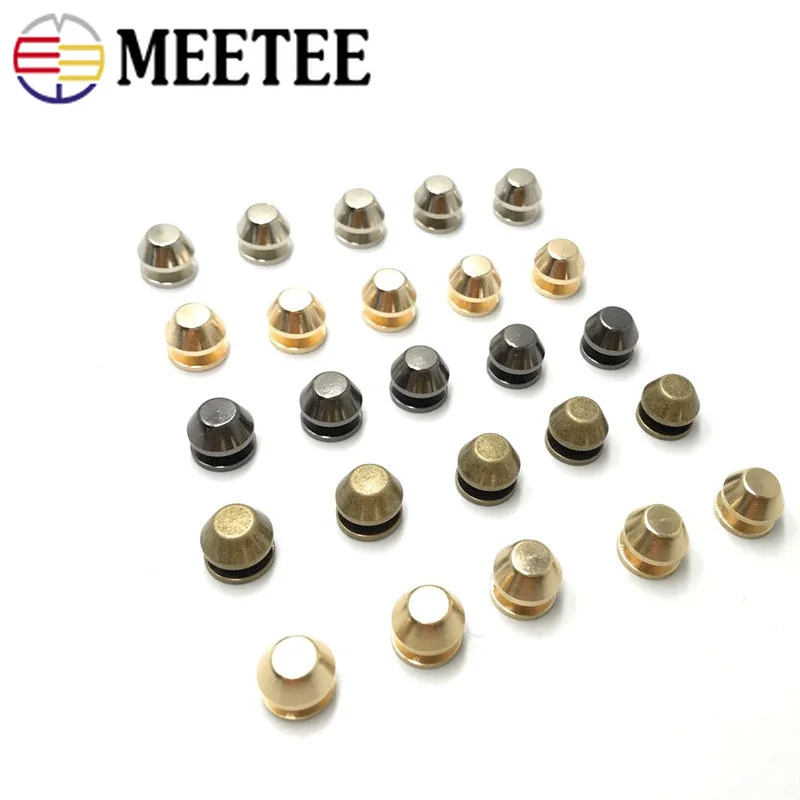Meetee 10/30 комплектов 12 мм металлический Медь ботинки на плоской подошве с пряжкой в винтовые заклепки ногтей карабин DIY леатеркрафц сумки аппаратных аксессуаров BF469