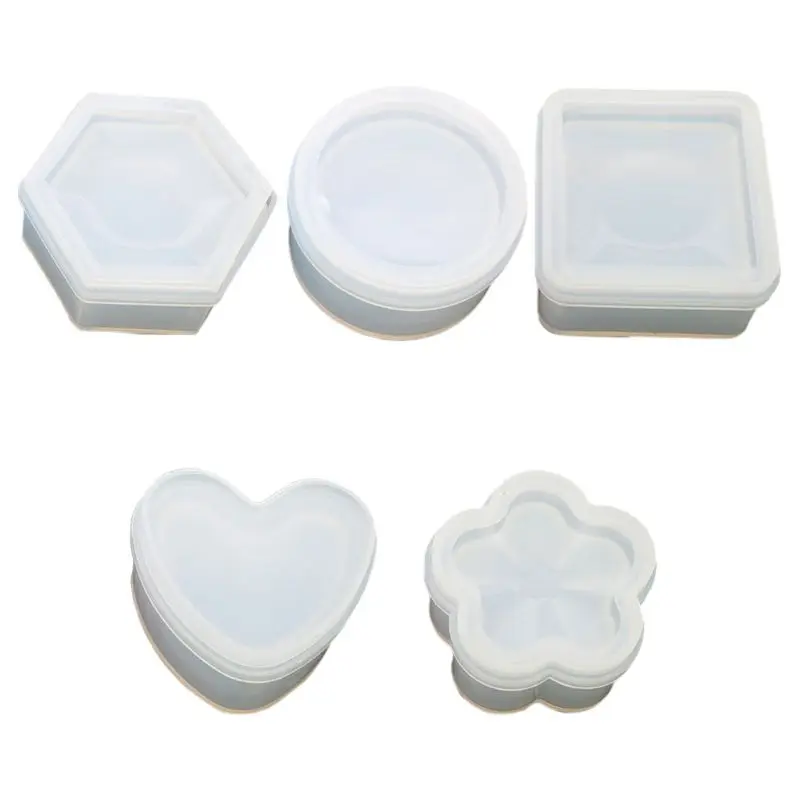 

Hexagon Storage Box Epoxy Mould Crystal UV Mirror Handmade DIY Table Desktop Decoration Making Plum Square Round Silicone Mold