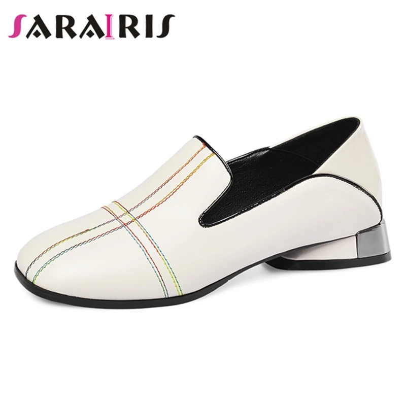

SARAIRIS Large Size 33-43 Fashion Female Round Toe Sewing Pumps 2020 Office Springpumps Women Cow Genuine Leather Shoes Woman