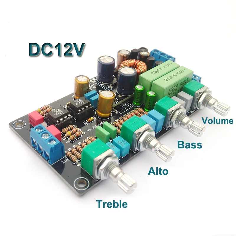 Dual Ad827 / Opa2604 Automotive Preamp Board Audio Acc Dc12v Treble