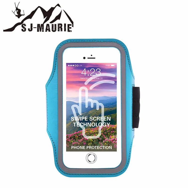 Light blue SJ-MAURIE водонепроницаемая сумка для бега для сенсорного экрана держатель телефона Iphone7 спортивный чехол на руку тренировка тренажерный зал беговой велосипед сумки - Цвет: Light blue