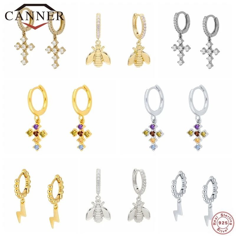 Женские серьги-кольца CANNER из стерлингового серебра 925 пробы с цирконием