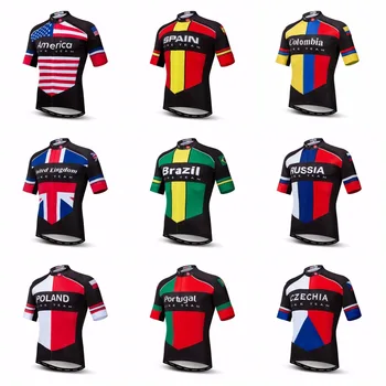 

Spain 2020 cycling jersey Men Mountain Bike jersey Pro MTB Bicycle Shirts Short sleeve Team Road Tops Summer Colombia Russia red