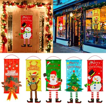 

Snowman Santa Claus Christmas Cloth Hanging Flag Merry Christmas Decor for Home Xmas Ornaments Natal Navidad 2020 New Year 2021