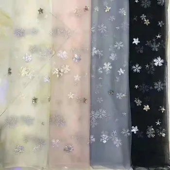 

Sequin Star Embroidered French Mesh Tull Lace Fabric For Women Dress Skirt 1Yard 2019 High quality Net Cloth Fabric