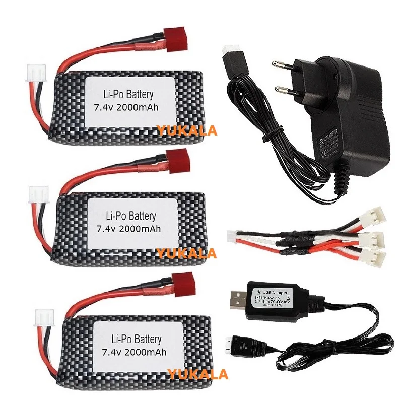 Аккумулятор Lipo 7 4 в 2000 мАч/зарядное устройство USB для XINLEHONG 9125 RC Car XLH9125 toys rc racing cars