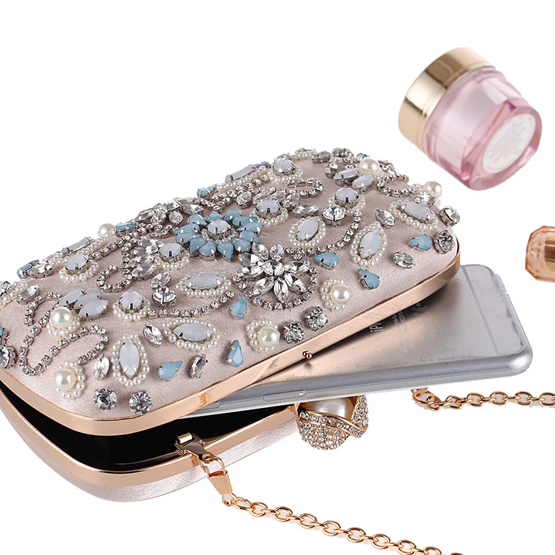 Diamond Clutch,Crystal Embellished With Top Clasp Evening Handbag For Wedding Bridal Prom Gift (3)