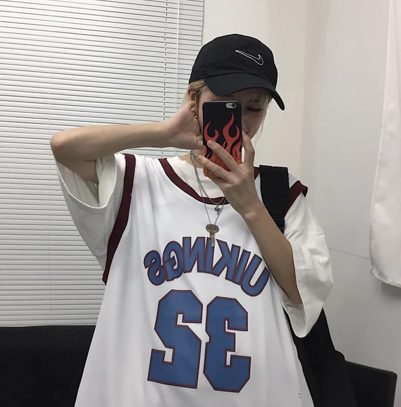 Летние корейские Ins Harajuku уличные хип хоп без рукавов принт буквы жилет свободная футболка Топы Мужская Женская майка из полиэстера 30bx