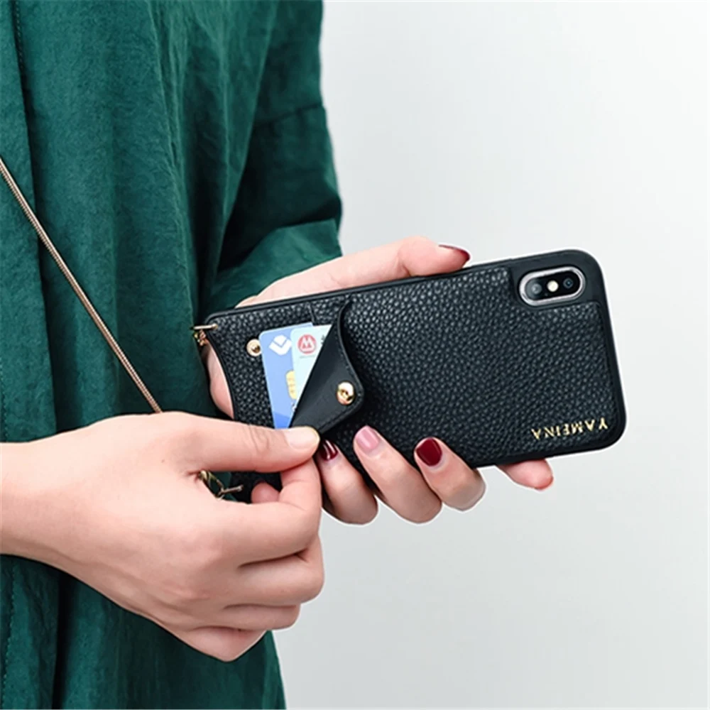 Чехол для телефона через плечо и кошелек кредитных карт iphone 11 12 pro Xs max XR X 8 7 plus