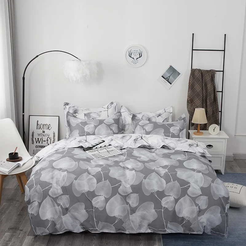 

Plain Print Comforter Bedding Sets Nordic Cold Tone Style Duvet Cover Set And Pillowcases Queen Size Comforter Sets