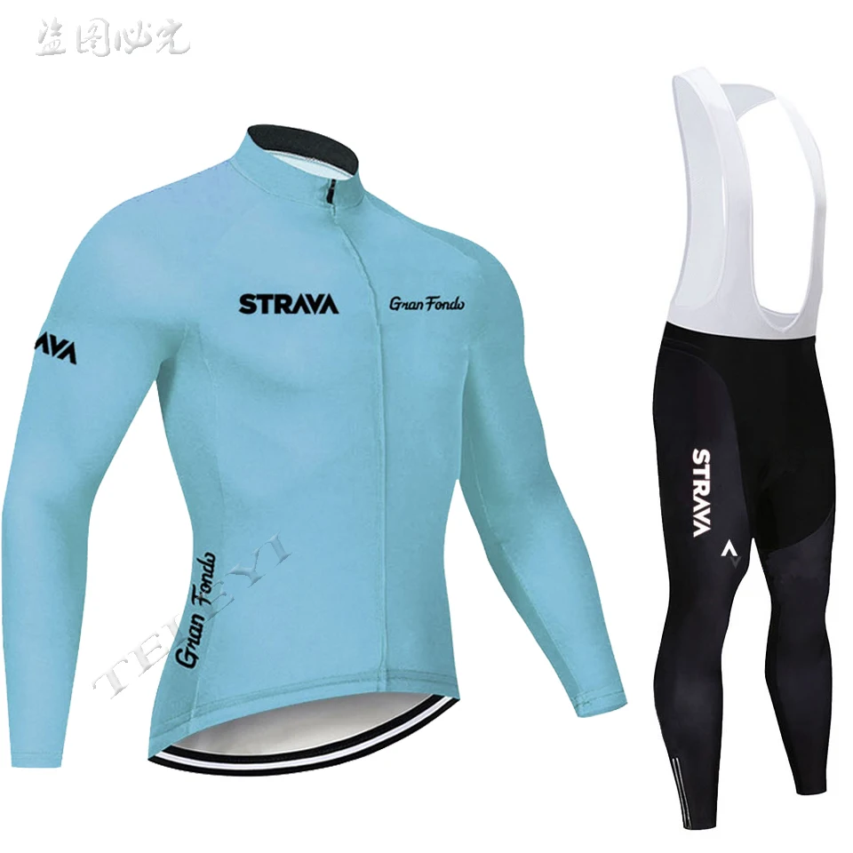 Strava майки для велоспорта Ropa Maillot Ciclismo с длинными рукавами Осень-зима, одежда для велоспорта, дышащий детский нагрудник, комплект со штанами - Цвет: 8