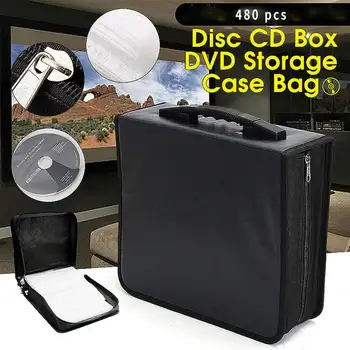 

Handheld 480 Pieces Discs CD DVD Wallet Storage Bag Case Album Organizer Media Products Black PU Leather Discs Storage Box
