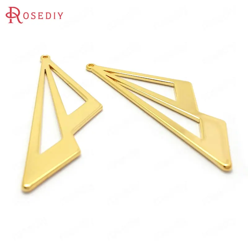 

(37005)8PCS 13x40MM 24K Gold Color Brass Triangle Charms Pendants High Quality Diy Findings Accessories Jewelry Making Supplies