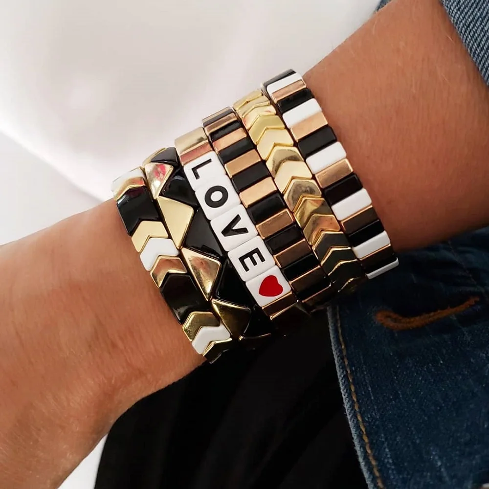 Женские эмалированные браслеты Shinus LOVE Pulseras подарок для мужчин браслет из плитки