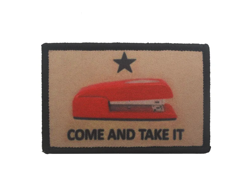 Come and Take it Office Space Red Stapler Patches funny military patch hook back tactical badge DIY for coat vest | Дом и сад