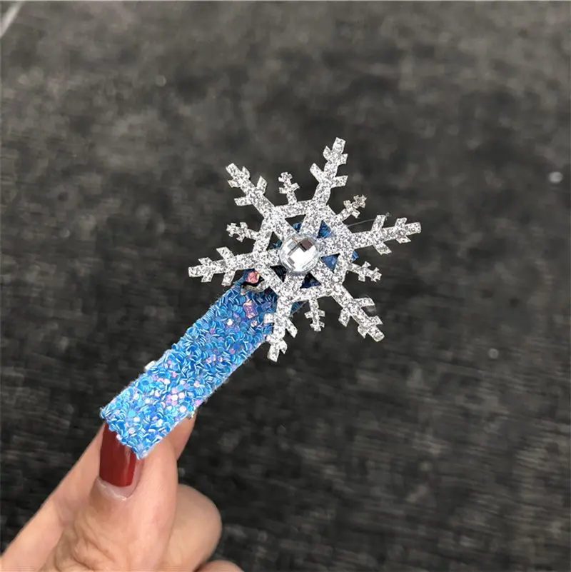 style 2 Kids Christmas Gifts Snowflake Hair Accessories Crystal Hair Clips for Women Girls Cosplay Princess Barrette Hairpins Sets - Цвет: style 2