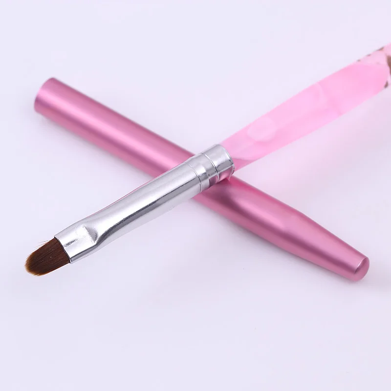  Pink UV Gel Nail Brush Pen Round Head With Cap Drawing Painting Nail Art Handle Manicure Tool Acryl