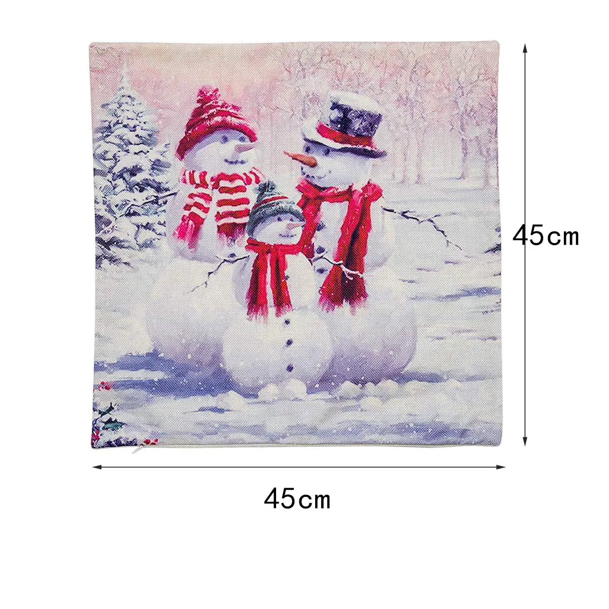 4 Pack Christmas Snowman Pillow Cover Throw for Xmas Happy New Year Winter, 18 x 18 Inc