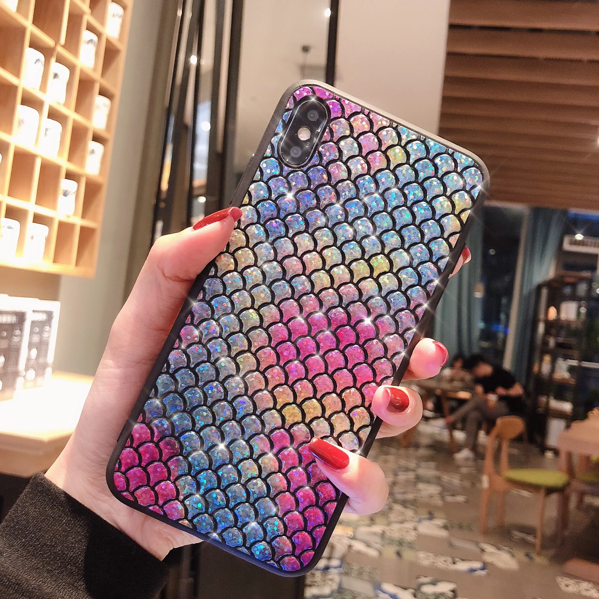 

Luxury Colorful Fish scale Glitter case For Samsung Galaxy A9 2018 Case cover For Samsung S9 Plus s10 A8 A7 A6 A10 A30 A50 J4 J6