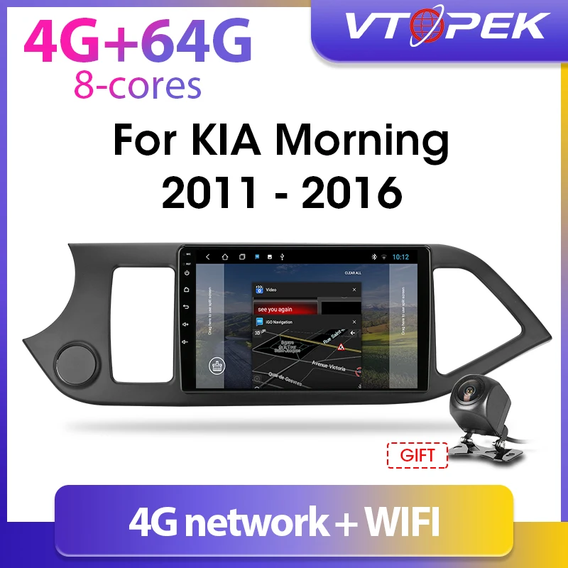 Автомобильный DVD плеер Vtopek 4 Гб + 64 ГБ Android 8 1 для KIA PICANTO Morning 2011 2016 головное