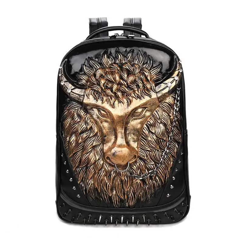 

Foreign Trade PU Backpack Men's Hand Outdoor Travel Ethnic-Style Computer Bag 3D Tau Chain Backpack Wholesale