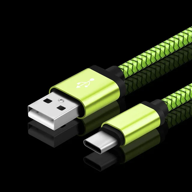 2 м 3 м длинный кабель с разъемом USB типа C для быстрой зарядки кабель для samsung galaxy A50 A70 A20E huawei P20 lite P30 Коврики 20 Honor 20 Pro Чехол для мобильного телефона - Цвет: Зеленый