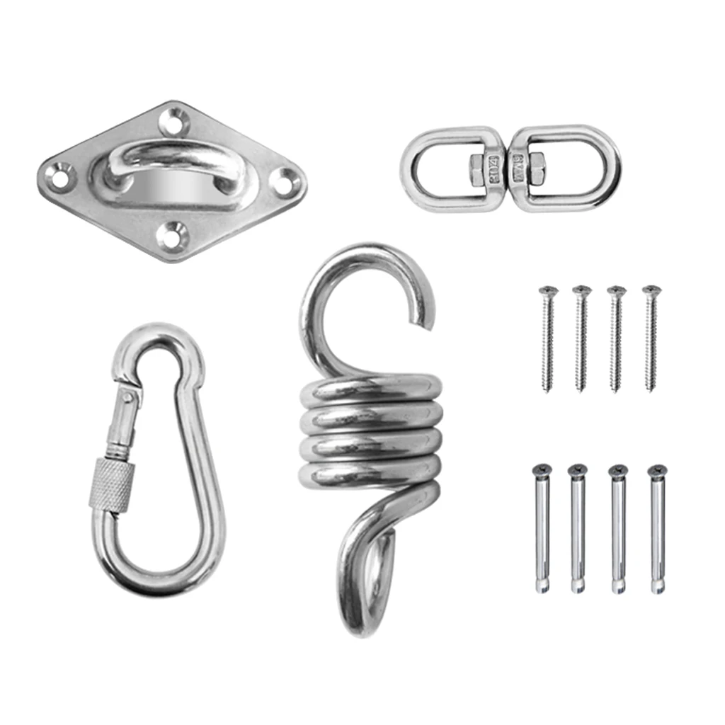 12Pcs Hammock Chair Ultimate Hanging Kit Mount Plate Spring Swivel Snap Hook