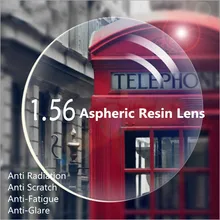 1,56 индекс(+ 4,00~-4,00) Антирадиационный рецепт CR-39 смолы Асферические стекла линзы миопия, Гиперметропия дальнозоркость, оптические линзы