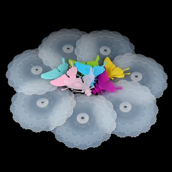 

Butterfly Silicone Leakproof Coffee Mug Suction Lid Airtight Seal Anti-dust Beautiful Cup Cover Home Kitchen Gadgets Drop Shape