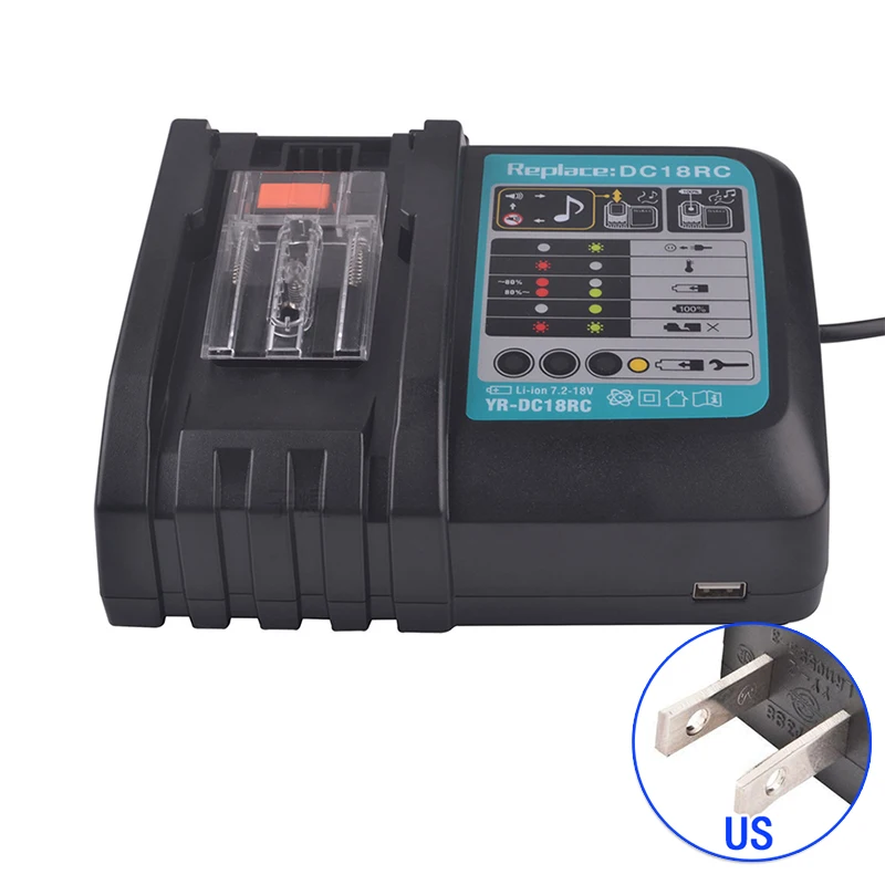 Быстрое зарядное устройство для Makita BL1830 BL1430 BL1850 BL1860 7,2-18 V 3A без экрана водонепроницаемый и влагостойкий