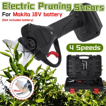 

35mm Cordless Electric Pruner Pruning Shear 4 Speed Garden Pruner Secateur Branch Cutting Tool for 18V Makita battery